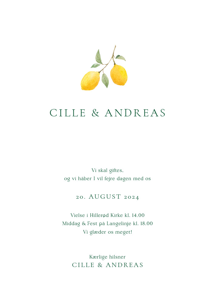 Invitationer - Cille og Andreas Bryllupsinvitation